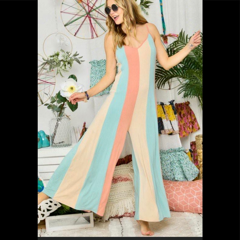 NWT- Rainbow Stripe Jumpsuit